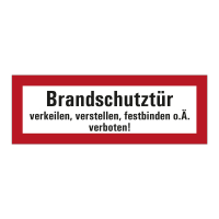 Fire protection door with additional text (DIN 4066)